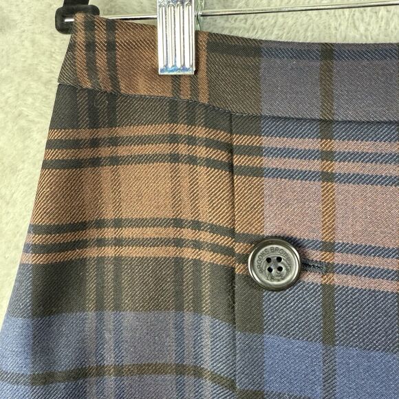 Vintage Brooks Brothers Wool Plaid Skirt Double-Breasted Button Front Size 8 - Picture 4 of 10